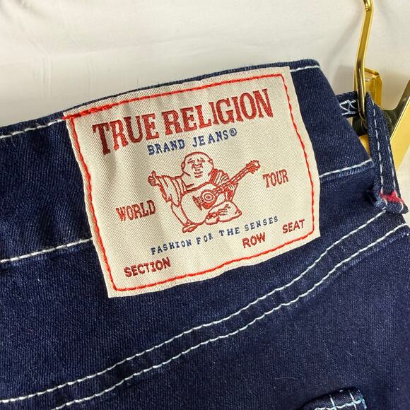 True Religion Jeans Women's W30 Dark Blue Joey Low Rise Flare Leg Flap Pockets - Picture 12 of 12